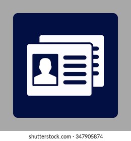 Sickness Accounts vector icon. Style is flat rounded square button, white and dark blue colors, silver background.
