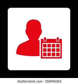 Sickness Appointment vector icon. Style is flat rounded square button, red and white colors, black background.