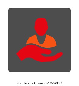 Sickness Assistance vector icon. Style is flat rounded square silver button with red symbol, white background.