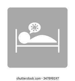 Sickness Bed vector icon. Style is flat rounded square button, white and silver colors, white background.