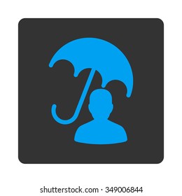 Sickness Care vector icon. Style is flat rounded square button, blue and gray colors, white background.
