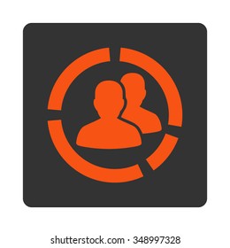 Sickness Diagram vector icon. Style is flat rounded square button, orange and gray colors, white background.