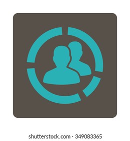Sickness Diagram vector icon. Style is flat rounded square button, cyan and grey colors, white background.