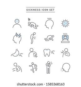 SICKNESS AND DISEASE LINE ICON SET