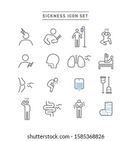SICKNESS AND DISEASE LINE ICON SET