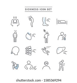 SICKNESS AND DISEASE LINE ICON SET