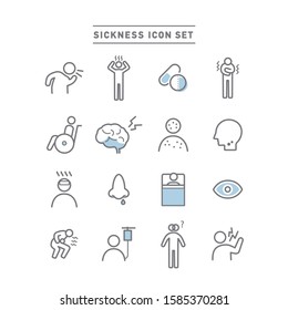 SICKNESS AND DISEASE LINE ICON SET