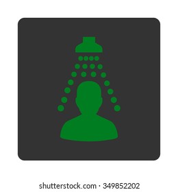 Sickness Disinfection vector icon. Style is flat rounded square button, green and gray colors, white background.