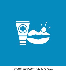 Sickness glyph icon. Herpes on lips due to temperature. Treatment by cream. Influenza concept. Filled flat sign. Isolated silhouette vector illustration