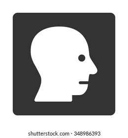 Sickness Head vector icon. Style is flat rounded square button, white and gray colors, white background.