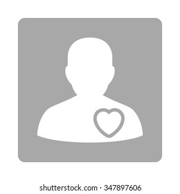 Sickness Heart vector icon. Style is flat rounded square button, white and silver colors, white background.