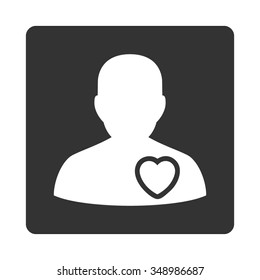 Sickness Heart vector icon. Style is flat rounded square button, white and gray colors, white background.