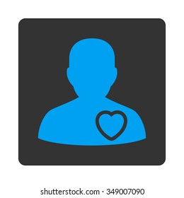 Sickness Heart vector icon. Style is flat rounded square button, blue and gray colors, white background.