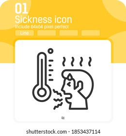 icono de mareo con estilo de línea de alta calidad aislado en fondo blanco. Ilustración vectorial Icono de signo enfermo concepto para salud, ui, ux, sitio web, diseño de logotipo o aplicación móvil y más