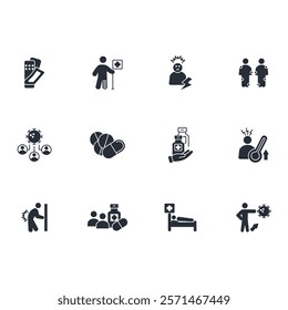 Sickness icon set.vector.Editable stroke.linear style sign for use web design,logo.Symbol illustration.