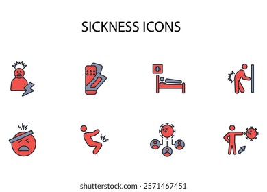 Sickness icon set.vector.Editable stroke.linear style sign for use web design,logo.Symbol illustration.