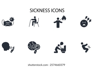 Sickness icon set.vector.Editable stroke.linear style sign for use web design,logo.Symbol illustration.
