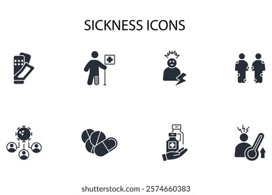 Sickness icon set.vector.Editable stroke.linear style sign for use web design,logo.Symbol illustration.