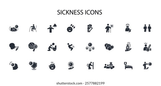 Sickness icon set.vector.Editable stroke.linear style sign for use web design,logo.Symbol illustration.