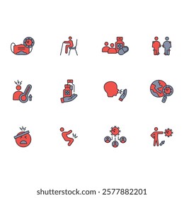 Sickness icon set.vector.Editable stroke.linear style sign for use web design,logo.Symbol illustration.