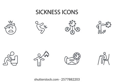 Sickness icon set.vector.Editable stroke.linear style sign for use web design,logo.Symbol illustration.