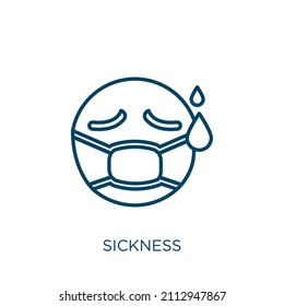 sickness icon. Thin linear sickness outline icon isolated on white background. Line vector sickness sign, symbol for web and mobile
