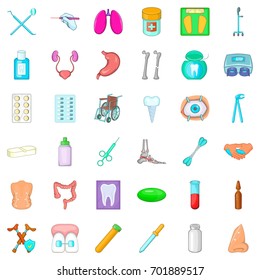 Sickness icons set. Cartoon style of 36 sickness vector icons for web isolated on white background