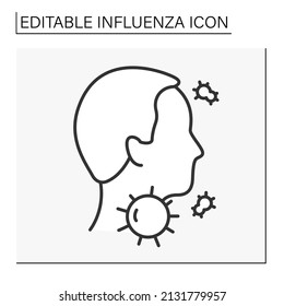  Symbol für die Krankheitslinie. Halsschmerzen aufgrund von Infektionen. Grippekonzept. Einzige Vektorgrafik. Bearbeitbarer Hub