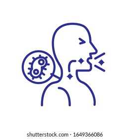 sickness man coughing over white background, line detail style, vector illustration