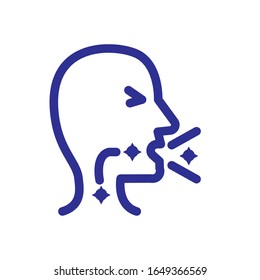 sickness man coughing over white background, thick line style, vector illustration
