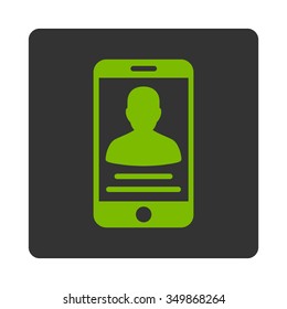 Sickness Mobile Account vector icon. Style is flat rounded square button, eco green and gray colors, white background.