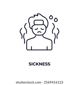 sickness outline icon. Linear vector from people concept. Thin line sickness icon isolated on white background