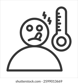 Sickness Outline Icon Vector Illustration