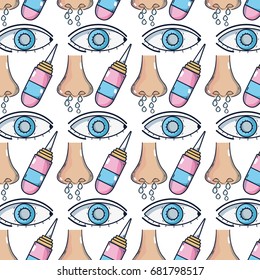 sickness runny nose and conjunctivitis wih medical treatment background