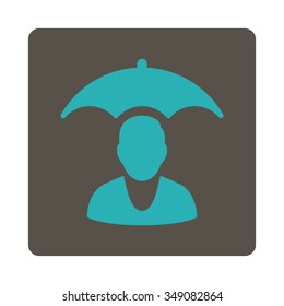Sickness Safety vector icon. Style is flat rounded square button, cyan and grey colors, white background.