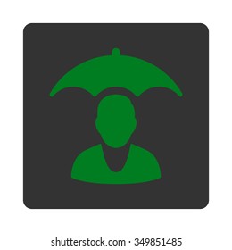 Sickness Safety vector icon. Style is flat rounded square button, green and gray colors, white background.