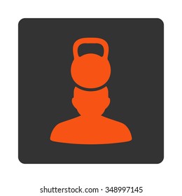Sickness Stress vector icon. Style is flat rounded square button, orange and gray colors, white background.