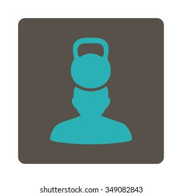 Sickness Stress vector icon. Style is flat rounded square button, cyan and grey colors, white background.