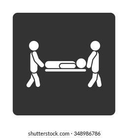 Sickness Stretcher vector icon. Style is flat rounded square button, white and gray colors, white background.