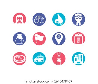 sickness and virus concept of icon set over white background, colorful design and block style, vector illustration