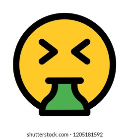 Sickness with vomit emoji