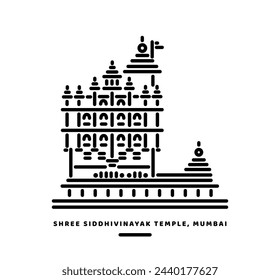 Siddhivinayak temple Mumbai building Illustration. Siddhivinayak Ganesh Mandir Mumbai.