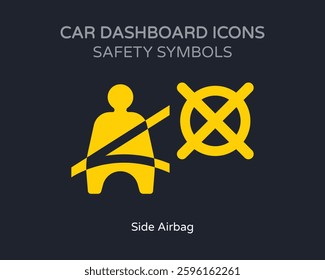 Side Airbag Safety Symbol Car Dashboard Icons - High Quality Vectorial Graphic