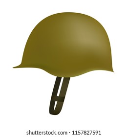 Side of army helmet mockup. Realistic illustration of side of army helmet vector mockup for web design isolated on white background