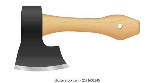 Side axe Viking Axe or Grub Board Axe isolated vector on white background. Used in the manufacture of timbers for wooden shipbuilding, log building, timber framing, and railroad ties.