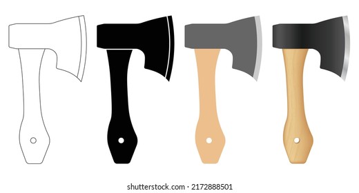 Side axe Viking Axe or Grub Board Axe isolated vector on white background. Used in the manufacture of timbers for wooden shipbuilding, log building, timber framing, and railroad ties.