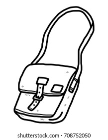 side bag / cartoon vector and illustration, black and white, hand drawn, sketch style, isolated on white background.