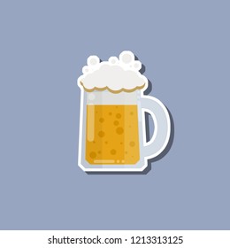 Side with beer. Glass Cup with a drink from the bar. Foam in a mug. Alcohol ale icon.
