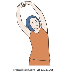 Side bends stretching art vector illustration 