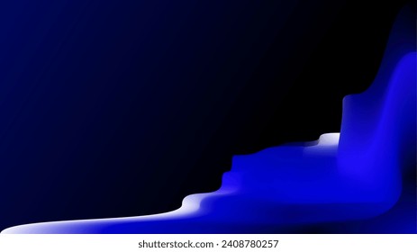 Side blue 3d waves over dark blue copy space presentation background